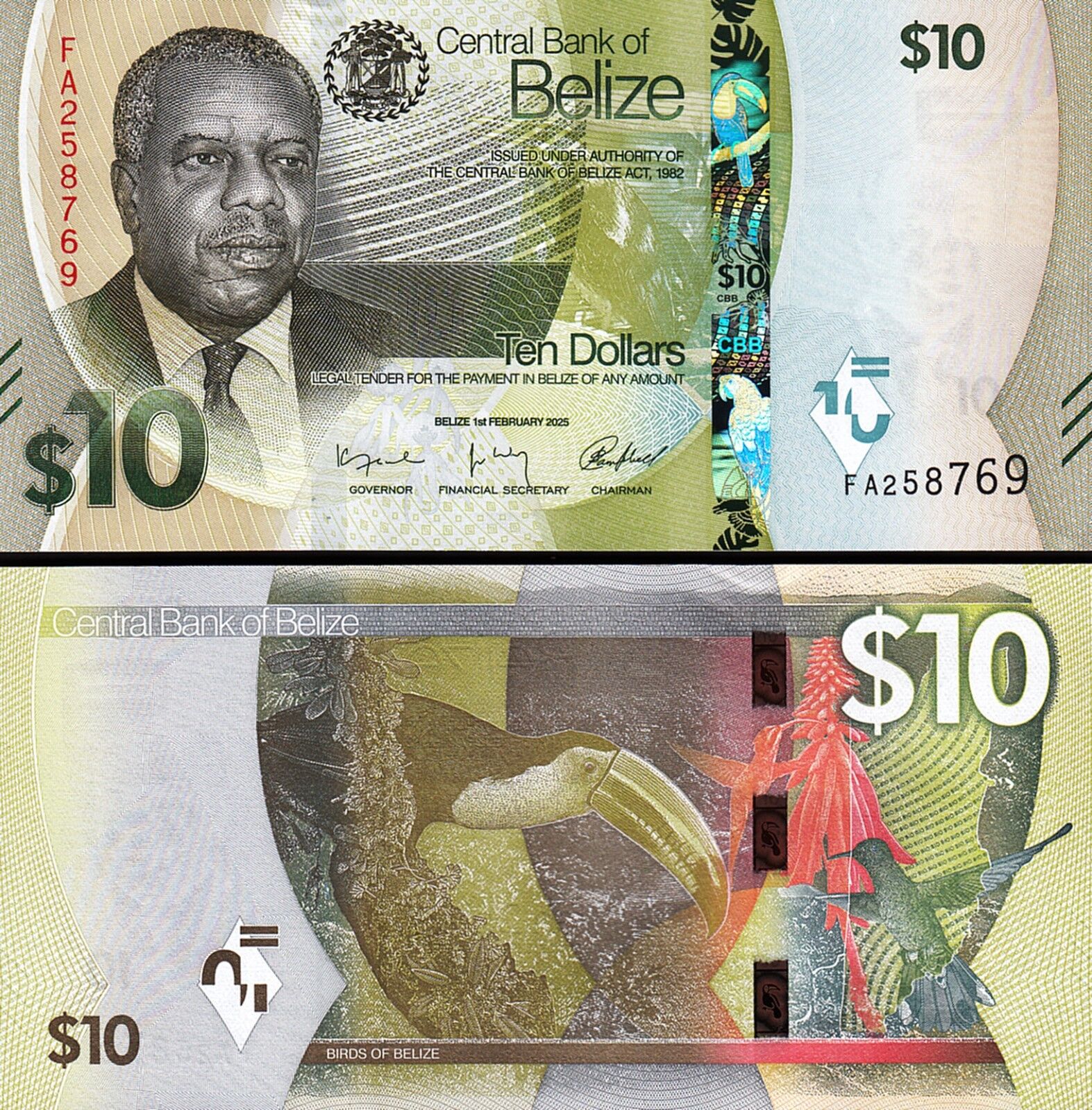 Belize 10 Dolar 2025 Çil Pick 75