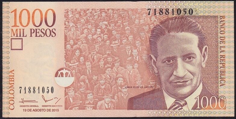 Kolombiya 1000 Pesos 2015 Çilaltı