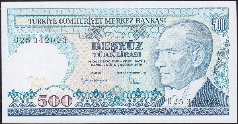 7.Emisyon 2.Tertip 500 Lira D25 342023 Çil
