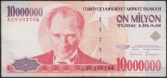 7.Emisyon 10 000 000 Lira A23 037784 Çok Temiz