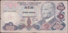 6.Emisyon 2.Tertip 1000 Lira E03 471392 Temiz