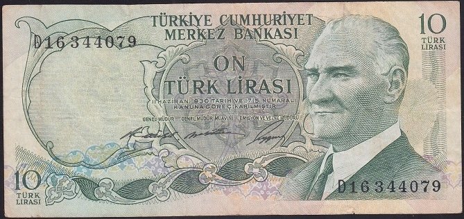 6.EMİSYON 1.TERTİP 10 LİRA D16 344079 ÇOK TEMİZ +