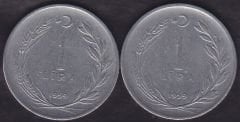 1959 Yılı 1 Lira (Ters Düz Takım)