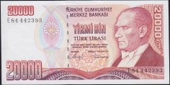 7.Emisyon 1.Tertip 20000 Lira E84 442393 Çilaltı