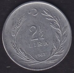 1963 Yılı 2.5 Lira Ters