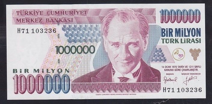 7.EMİSYON 2.TERTİP 1 000 000 LİRA H71 103236 ÇİLALTI ÇİL