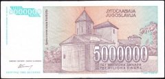 Yugoslavya 5000000 Dinar 1993 Çok Temiz +