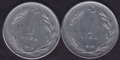 1975 Yılı 1 Lira (Ters Düz Takım)