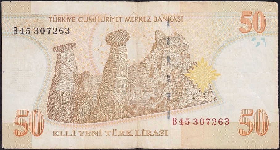 8.Emisyon 50 YTL B45 307263 Çok Temiz
