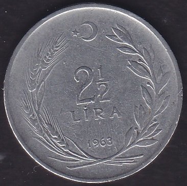 1963 Yılı 2.5 Lira Düz