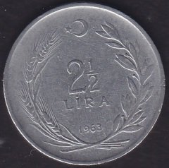 1963 Yılı 2.5 Lira Düz