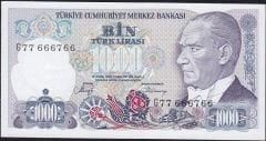 7.Emisyon 2.Tertip 1000 Lira G77 666766 Çilaltı Çil