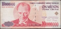 7.Emisyon 10 000 000 Lira A21 830992 Çok Temiz