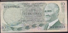 6.EMİSYON 1.TERTİP 10 LİRA D12 092614 ÇOK TEMİZ