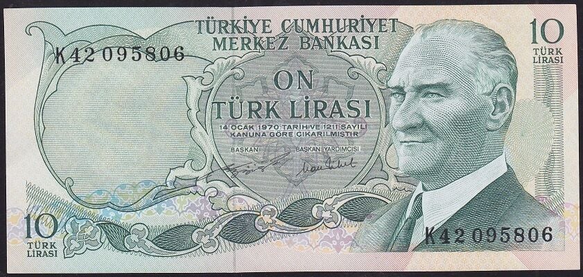 6.Emisyon 2.Tertip 10 Lira K42 095806 Çilaltı Çil