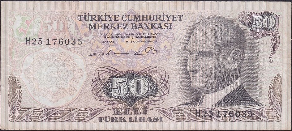 6.Emisyon 1.Tertip 50 Lira H25 176035 Çok Temiz