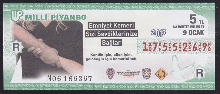 2015 9 OCAK ÇEYREK BİLET - R SERİSİ