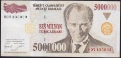 7.Emisyon 5 000 000 Lira H07 135033 Çok Çok Temiz