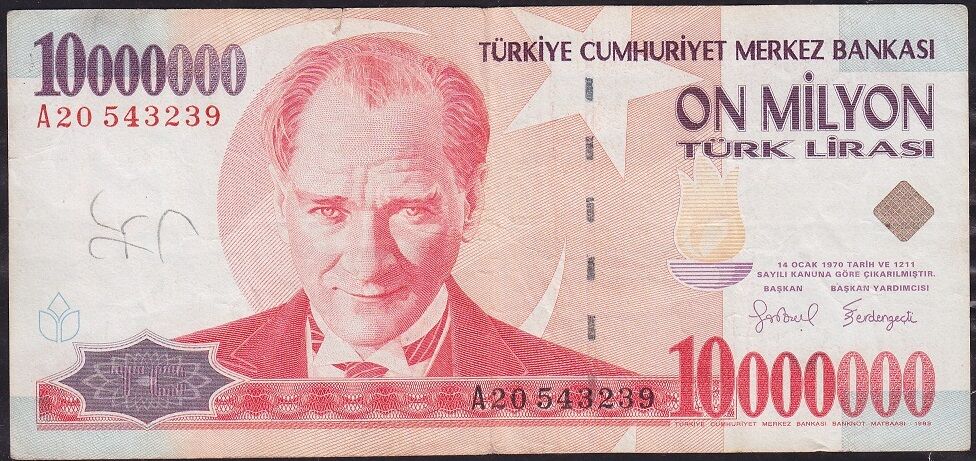 7.Emisyon 10 000 000 Lira A20 543239 Çok Temiz