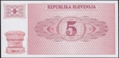 Slovenya 5 Tolarjev 1990 Çilaltı Pick 3a