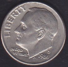 AMERİKA 1 DIME 1986 D