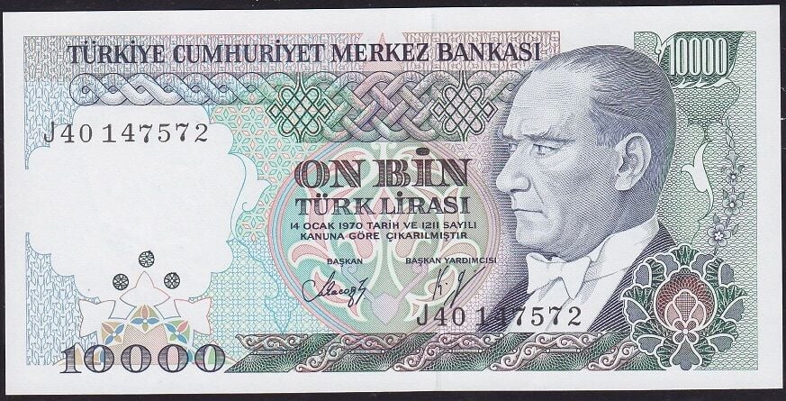 7.Emisyon 4.Tertip 10000 Lira J40 147572 Çil
