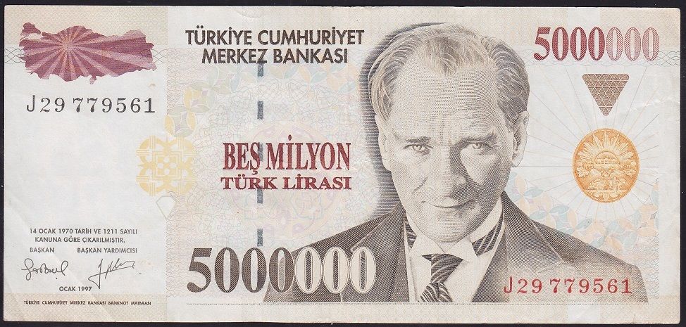 7.Emisyon 5 000 000 Lira J29 779561 Çok Temiz+
