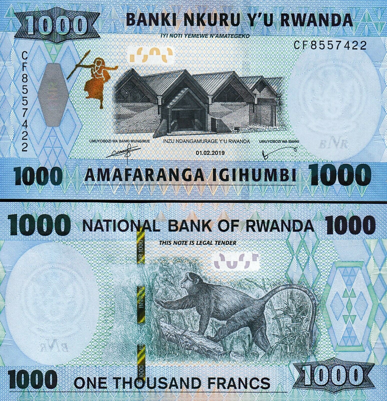 Rwanda 1000 Frank 2019 Çil Pick 39