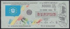 1993 23 EKİM ÇEYREK BİLET U SERİSİ
