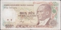7.EMİSYON 3.TERTİP 5000 LİRA E84 79710 HALİYLE
