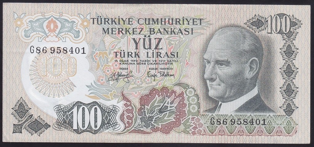 6.EMİSYON 2.TERTİP 100 LİRA G86 958401 ÇÇT ÇİLALTI eski kağıt para fiyatları