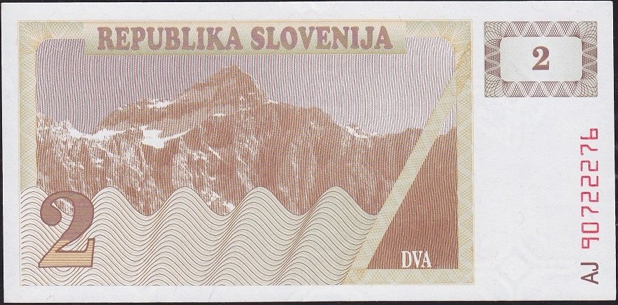 Slovenya 2 Tolarjev 1990 Çilaltı Çil Pick 2a
