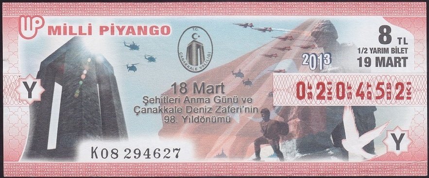 2013 19 MART YARIM BİLET Y SERİSİ