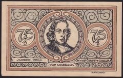 Almanya 75 Pfennig Notgeld 1921 Çil Filigranlı