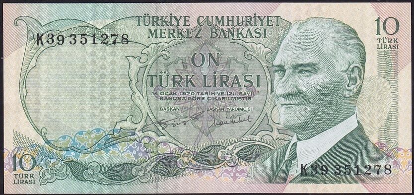 6.Emisyon 2.Tertip 10 Lira K39 351278 Çilaltı Çil
