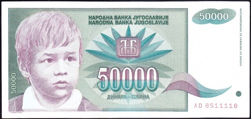 Yugoslavya 50000 Dinar 1992 Çok Çok Temiz +