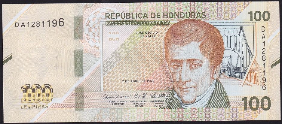 Honduras 100 Lempiras 2022 Çil