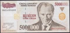 7.Emisyon 5 000 000 Lira H05 679297 Çok Temiz+