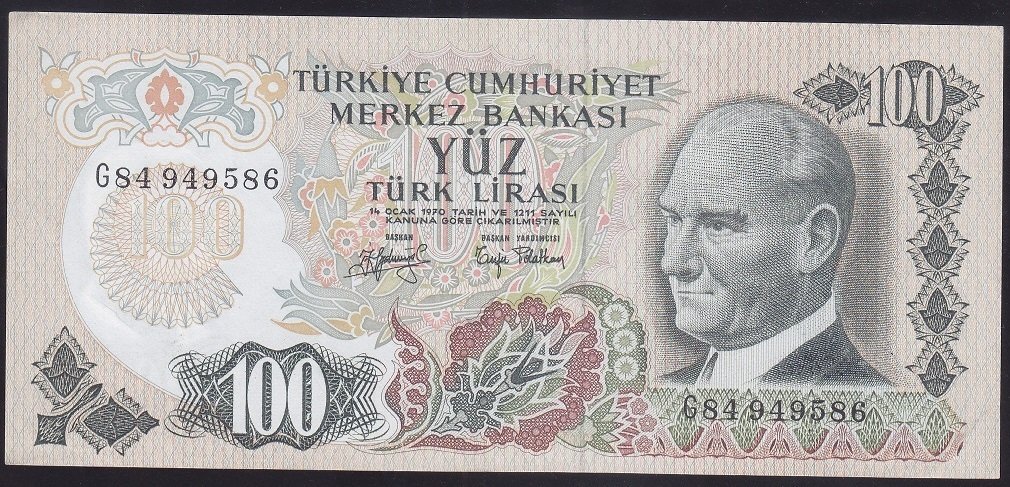 6.EMİSYON 2.TERTİP 100 LİRA G84 949586 ÇÇT