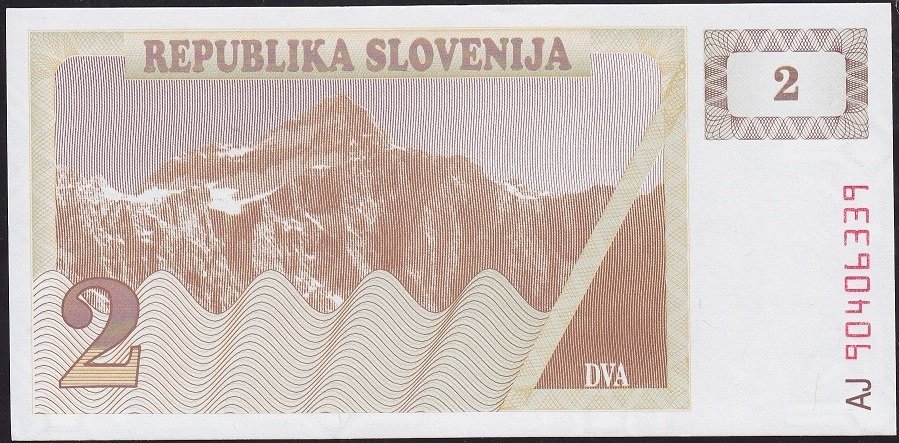 Slovenya 2 Tolarjev 1990 Çil Pick 2a