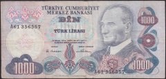 6.EMİSYON 1.TERTİP 1000 LİRA A61 356557 ÇOK TEMİZ
