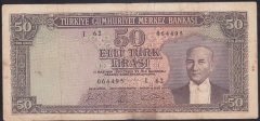 5.EMİSYON 6.TERTİP 50 LİRA I62 064495 ÇOK TEMİZ