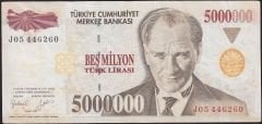7.Emisyon 5 000 000 Lira J05 446260 Çok Temiz