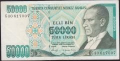 7.Emisyon 1.Tertip 50000 Lira G40 617007 Çok Temiz