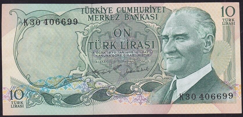 6.Emisyon 2.Tertip 10 Lira K30 406699 Çilaltı Çil