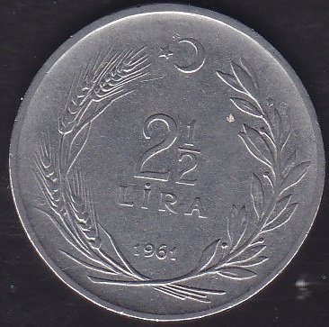 1961 Yılı 2.5 Lira Düz