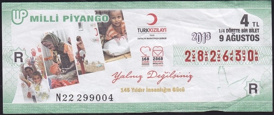 2013 9 Ağustos Çeyrek Bilet - R Serisi