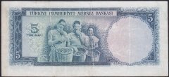5.EMİSYON 1.TERTİP 5 LİRA C20 361901 ÇOK TEMİZ ( İŞLEMLİ )
