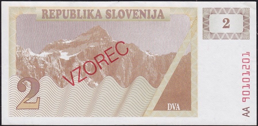 Slovenya 2 Tolarjev 1990 Çilaltı Çil Pick 2a Specimen