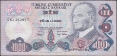 6.Emisyon 2.Tertip 1000 Lira D61 262067 Çok Çok Temiz